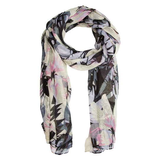 Black Sally Large Floral Print Scarf