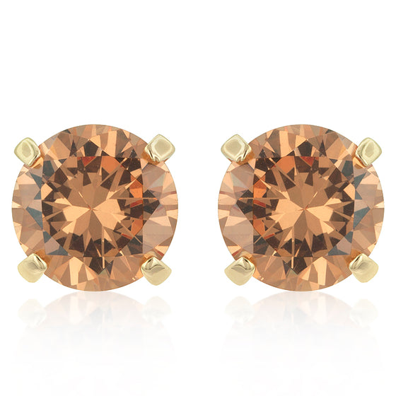 Simple Champagne Cubic Zirconia Studs