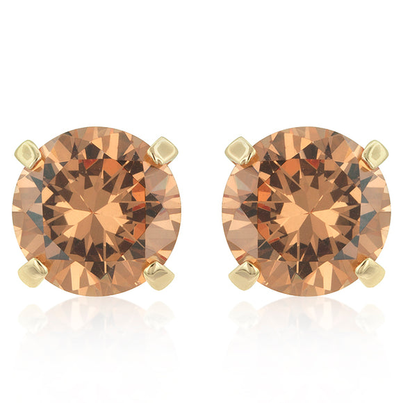 Simple Champagne Cubic Zirconia Studs