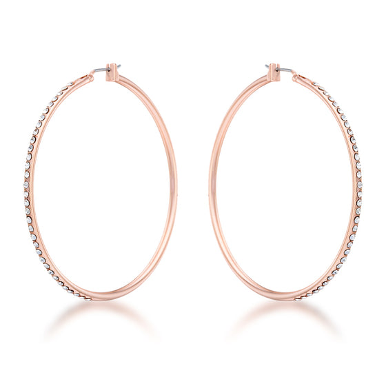 Large Rosegold Hoop Earrings with Crystals