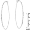 2 Inch Silvertone Finish Cubic Zirconia Hoop Earrings