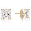 7mm New Sterling Round Cut Cubic Zirconia Studs Gold