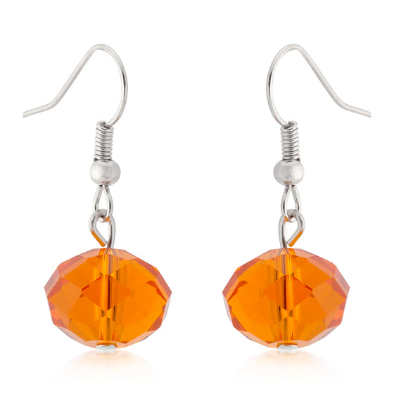 Orange Faceted Bead Earrings