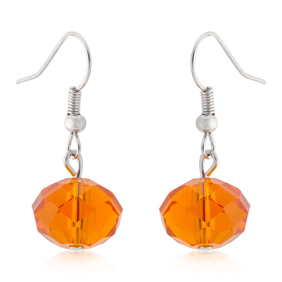 Orange Faceted Bead Earrings