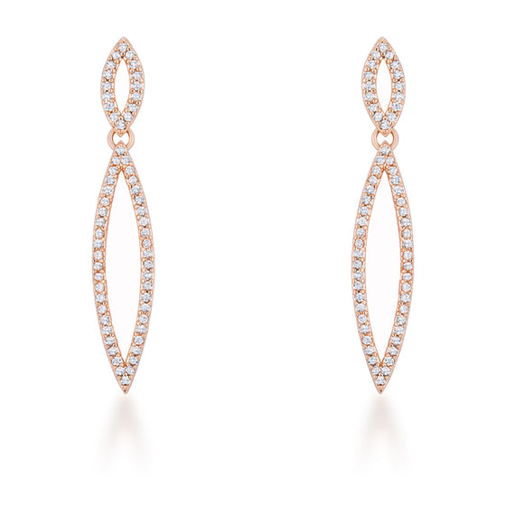 Sara 1.2ct CZ Rose Gold Delicate Double Teardrop Drop Earrings