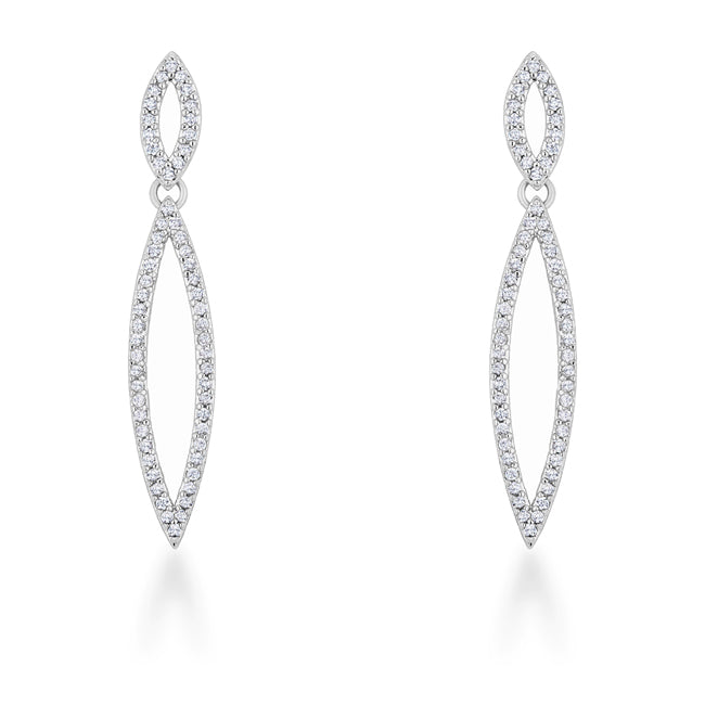 Sara 1.2ct CZ White Gold Rhodium Delicate Double Teardrop Drop Earrings