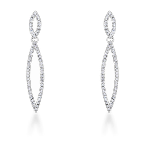 Sara 1.2ct CZ White Gold Rhodium Delicate Double Teardrop Drop Earrings