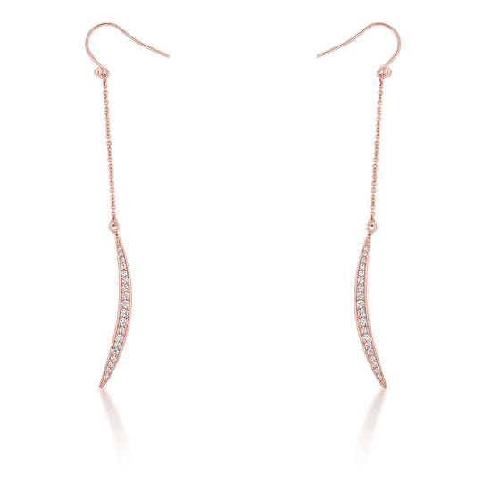 Luna 0.5ct CZ Rose Gold Delicate Moon Drop Earrings