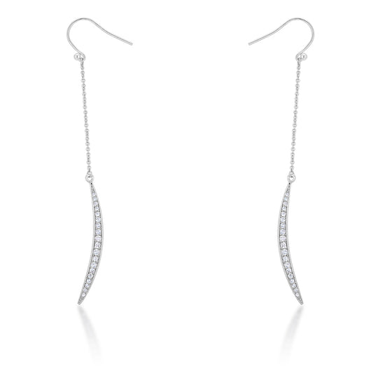 Luna 0.5ct CZ White Gold Rhodium Delicate Moon Drop Earrings