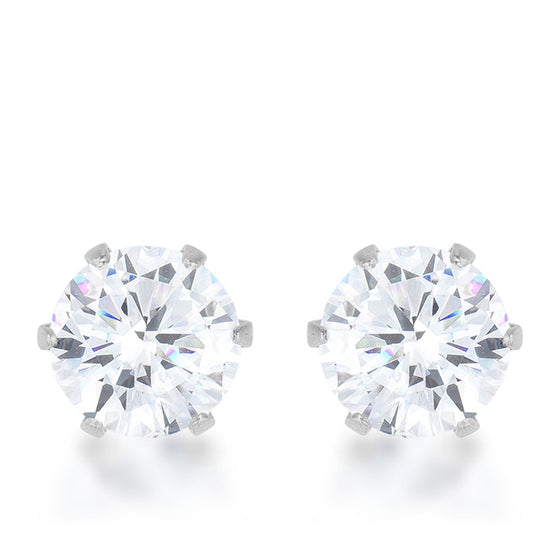 Reign 3.4ct CZ Rhodium Stainless Steel Stud Earrings