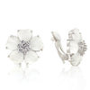 White Flower Nouveau Clip Earrings