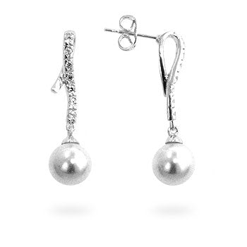 Pearl Cubic  Zirconia Dangle Earrings