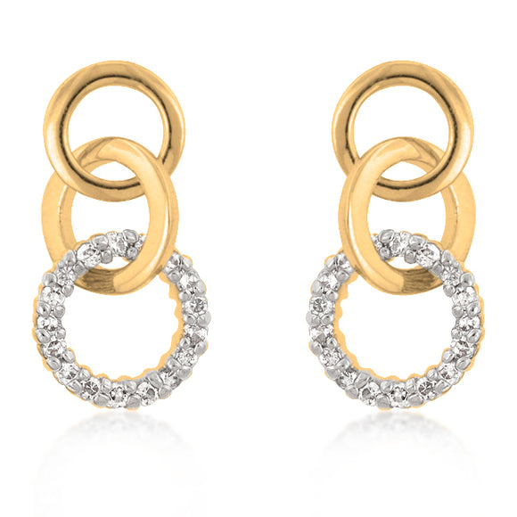 Goldtone Finish Triplet Hooplet Earrings