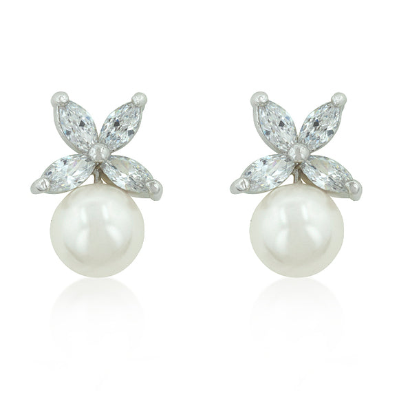 Butterfly Pearl Stud Earrings