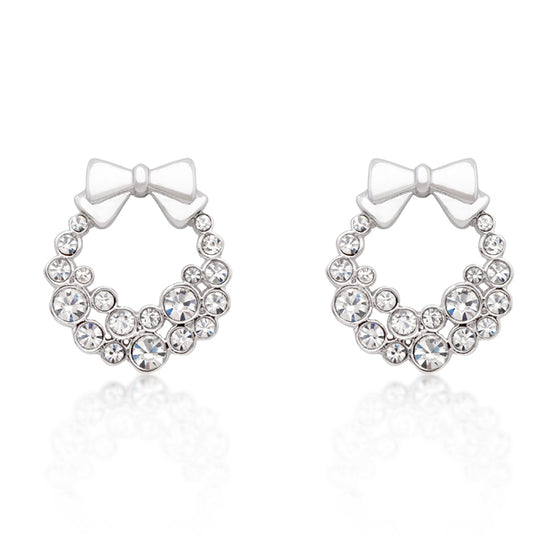 Holiday Wreath Clear Crystal Earrings