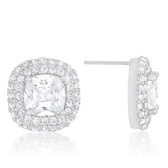 Cushion Pave Stud Earrings