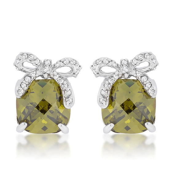 Olivine Drop Earrings with Bow