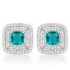 Aqua Halo Stud Earrings