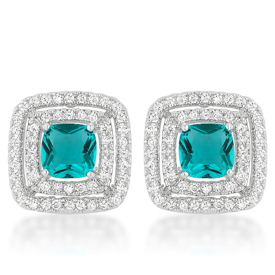 Aqua Halo Stud Earrings