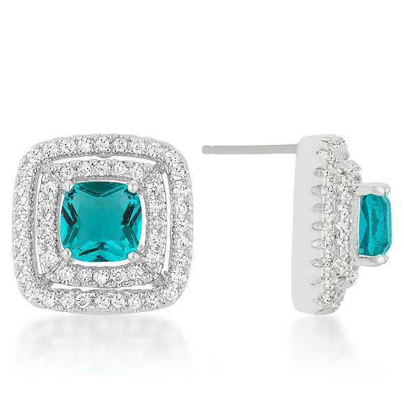 Aqua Halo Stud Earrings