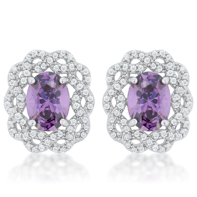Amethyst Oval Stud Earrings
