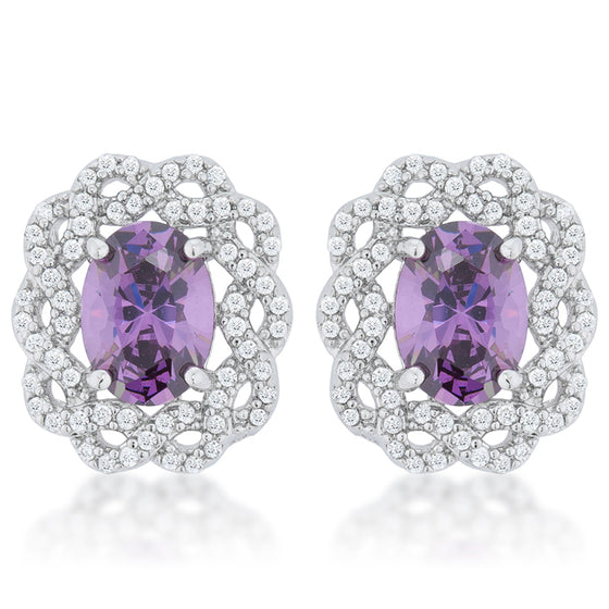 Amethyst Oval Stud Earrings