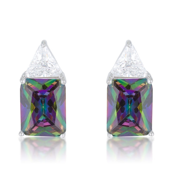 Classic Mystic Cubic Zirconia Rhodium Stud Earrings