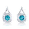 Christal 2.3ct Aqua CZ White Gold Rhodium Classic Drop Earrings