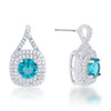 Christal 2.3ct Aqua CZ White Gold Rhodium Classic Drop Earrings