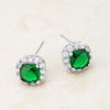 Liz 2ct Emerald CZ White Gold Rhodium Classic Cushion Stud Earrings