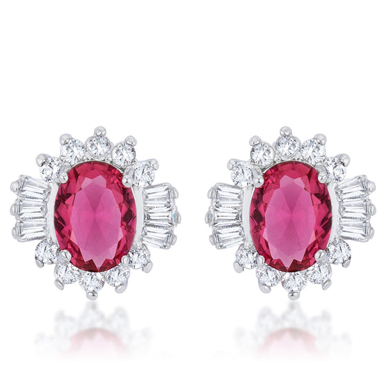 Chrisalee 3.3ct Ruby CZ White Gold Rhodium Classic Stud Earrings