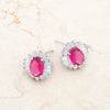 Chrisalee 3.3ct Ruby CZ White Gold Rhodium Classic Stud Earrings