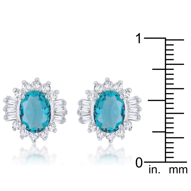 Chrisalee 3.3ct Aqua CZ White Gold Rhodium Classic Stud Earrings