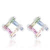 Myra 10ct Multicolor CZ Rhodium Stud Earrings