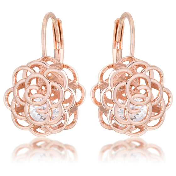 Maya 1.5ct CZ Rose Gold Rose Drop Earrings