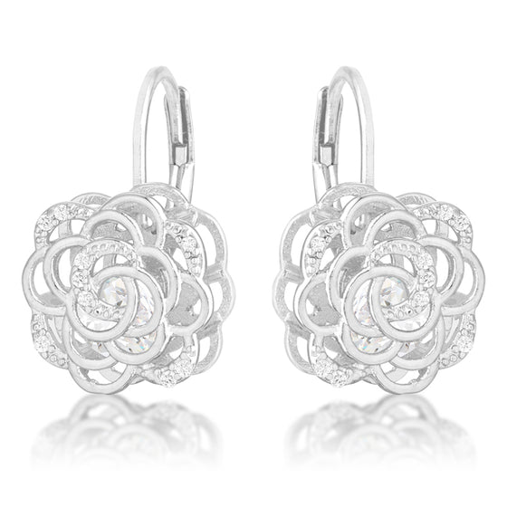 Maya 1.5ct CZ Rhodium Rose Drop Earrings