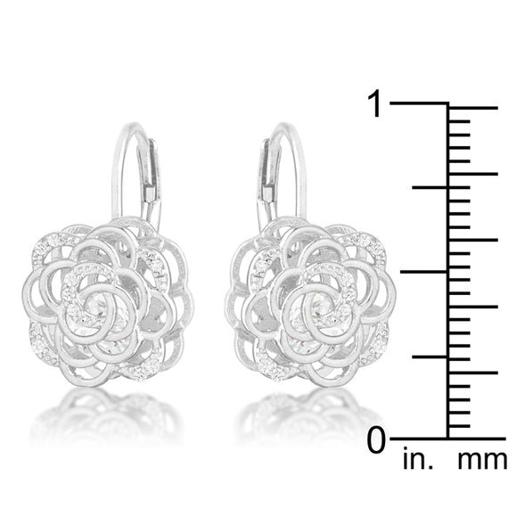 Maya 1.5ct CZ Rhodium Rose Drop Earrings