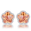 Floral Cut Champagne CZ  Stud Earrings