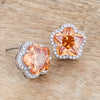 Floral Cut Champagne CZ  Stud Earrings