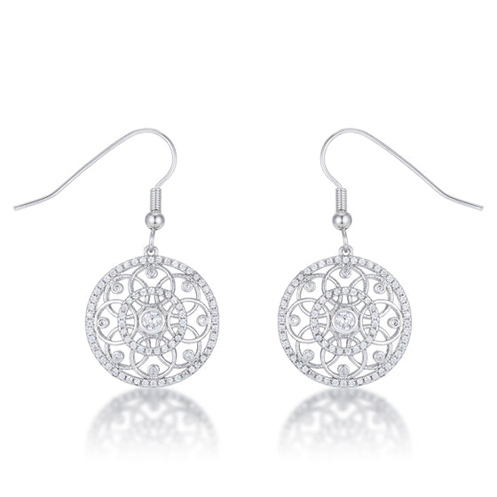 .95 Ct Interlocking Circle Rhodium and CZ Earrings