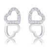 .17 Ct Melded Hearts Rhodium and CZ Stud Earrings