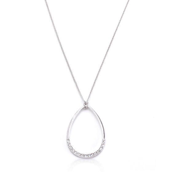 Silvertone Crystal Teardrop Necklace