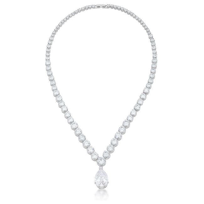 Bejeweled Cubic Zirconia Pear Drop Necklace