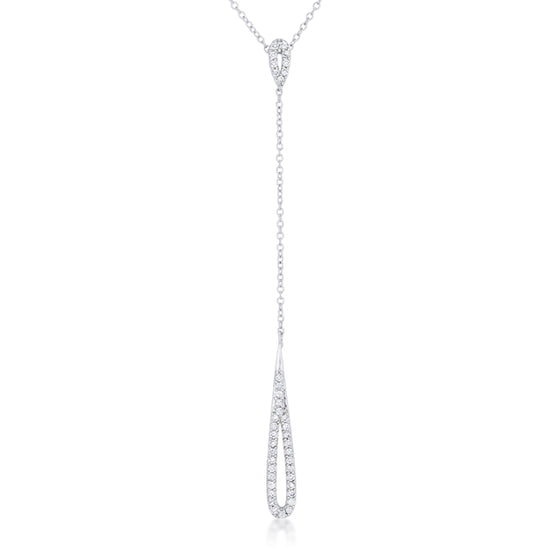 Chrisette 0.4ct CZ White Gold Rhodium Classic Drop Lariat Necklace