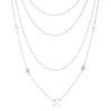 Multi-Chain Rhodium Star Necklace with CZ