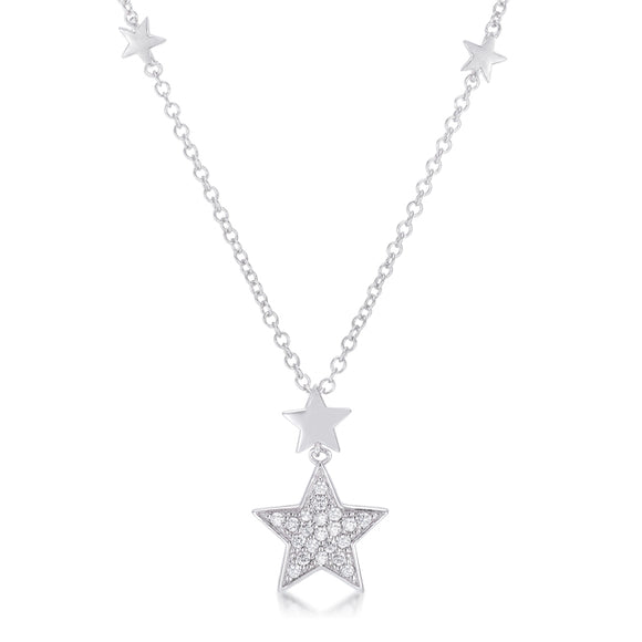 .32Ct Rhodium Star Necklace with Shimmering CZ