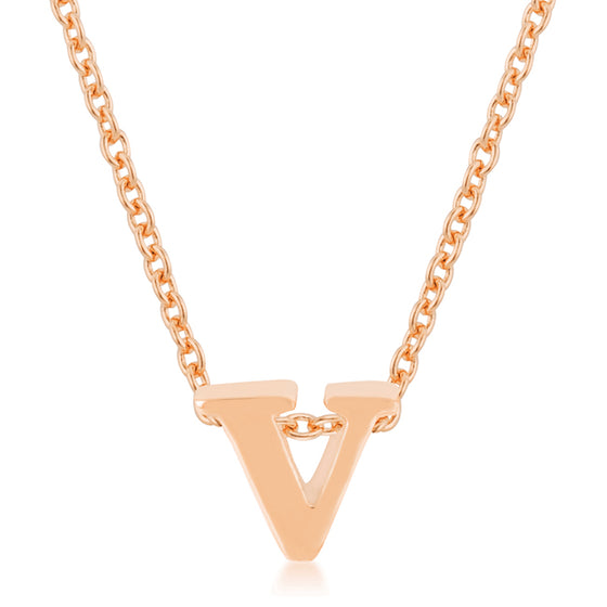 Rosegold Finish Initial V Pendant