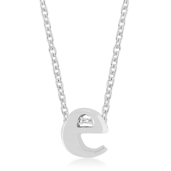 Silvertone Finish Initial E Pendant