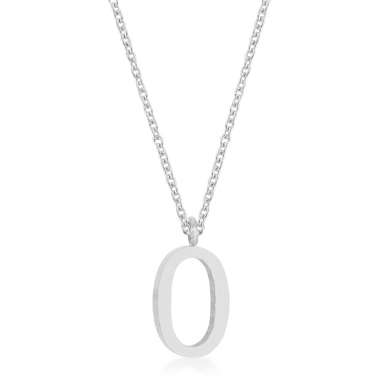 Elaina White Gold Rhodium Stainless Steel O Initial Necklace