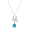 Claudia 2.3ct Aqua CZ White Gold Rhodium Butterfly Drop Necklace